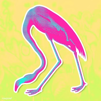 Pink flamingo halftone style sticker design element illustration | Free  illustration - 2338265