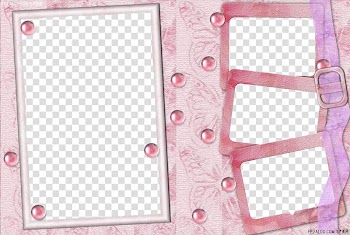 Pink floral 4-panel frame, frame Collage , Purple flower box transparent background PNG clipart