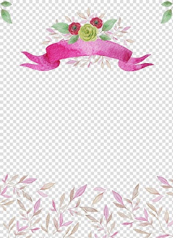 Pink floral digital frame, Gouache Forest, Forest fairy tale background transparent background PNG clipart