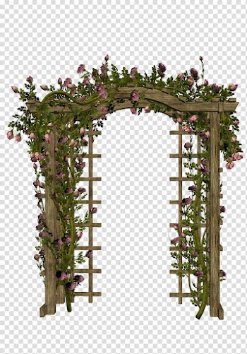 Pink floral garden arbor, Arch , Rose Gate transparent background PNG clipart