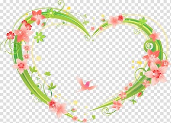 Pink floral illustration, Heart, Heart-shaped flowers frame transparent background PNG clipart