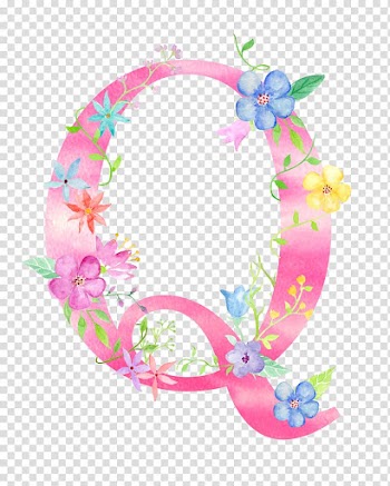 Pink floral letter q art, Letter Q , Flowers letter Q transparent background PNG clipart