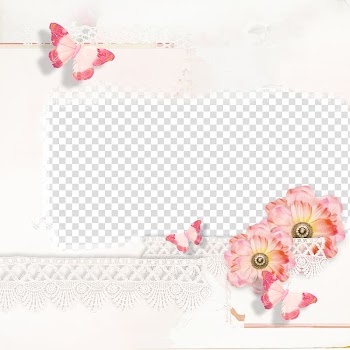 Pink flower and butterfly with frame art, Petal Pink frame Flower, Pink dress flowers frame transparent background PNG clipart
