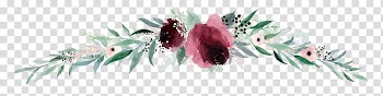 Pink flower and green leaves illustration, Wedding invitation Paper Flower, flower banner transparent background PNG clipart