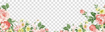 Pink flower border illustration, Flower , Tender flowers green leaves decorated borders transparent background PNG clipart
