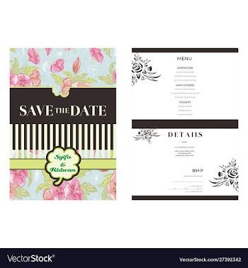 Pink flower brown background wedding invitation vector image