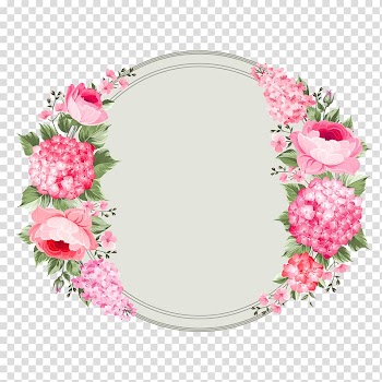 Pink flower card transparent background PNG clipart