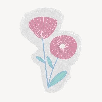 Pink flower collage element, doodle | Free PSD - rawpixel