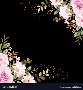 pink flower frame background with black color