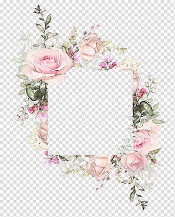 Pink flower frame illustration, Wedding invitation Watercolor painting Floral design, design transparent background PNG clipart