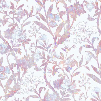 Pink flower holographic pattern remix from artwork by William Morris
