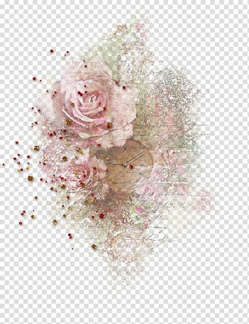 Pink flower illustration, Rose Flower bouquet, Painted Flower Clock transparent background PNG clipart