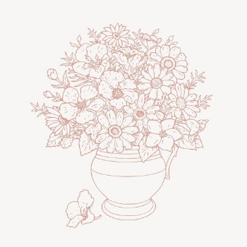 Pink flower vase, clipart, vintage | Free PSD Illustration - rawpixel