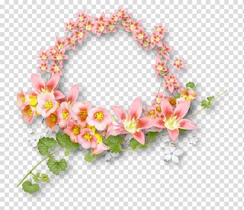 Pink flower wreath illustration, frame , Flower Border transparent background PNG clipart