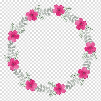 Pink flower wreath illustration, Transparency and translucency Flower, garland,material transparent background PNG clipart