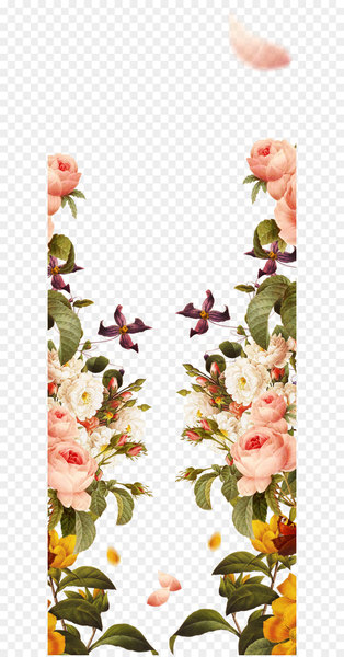 Pink flowers Garden roses - Hand painted pink borders 