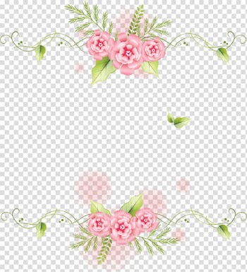 Pink flowers , Icon, Pink flowers green leaf frame decoration transparent background PNG clipart