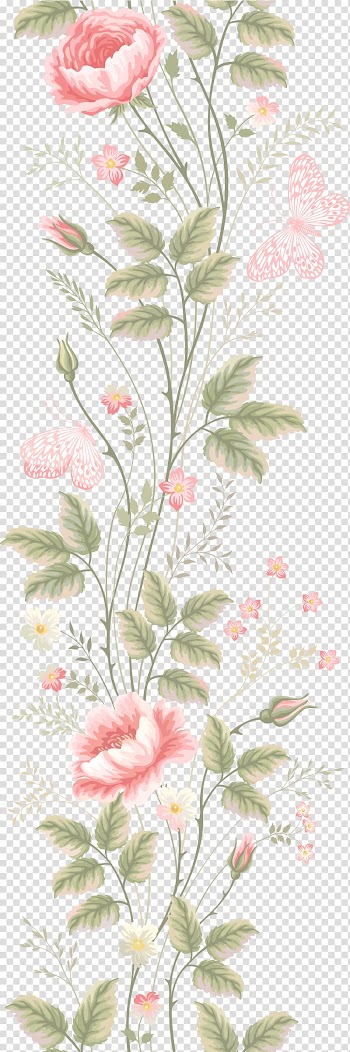 Pink flowers illustration, Flower, Painted pink flowers transparent background PNG clipart