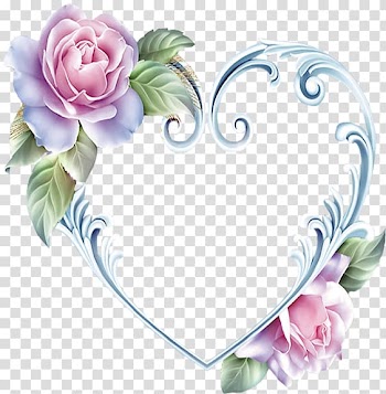Pink flowers illustration, Heart Rose Frames, heart transparent background PNG clipart