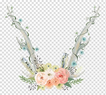 Pink flowers illustration, Watercolour Flowers Watercolor painting Antler , Drawing Tengman wound transparent background PNG clipart