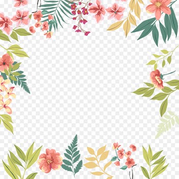 Pink flowers Leaf - Green leaves flowers border 