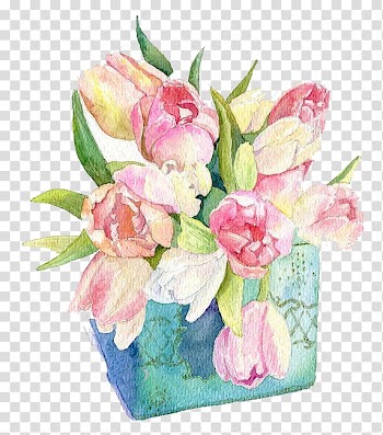 Pink flowers , Watercolor flowers transparent background PNG clipart