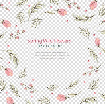 Pink flowers with spring wild flowers text overlay, Floral design Flower Watercolor painting, watercolor flower plant transparent background PNG clipart