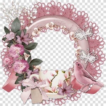 Pink frame, Floral pink border transparent background PNG clipart