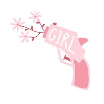 Pink girl gun shooting out flowers vector | Free stock vector - 524243