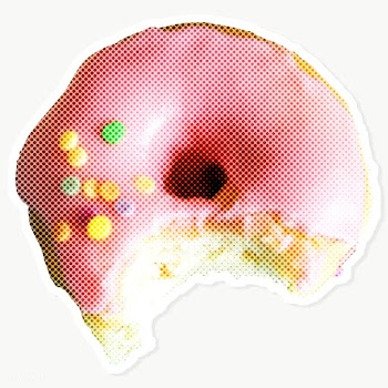 Pink glazed donut halftone style  | Free  transparent png - 2337891