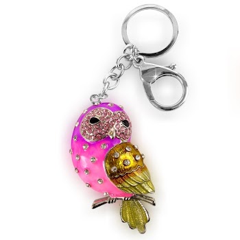 Pink Gold and Silver Owl With Diamond Accessory Clamp Hook