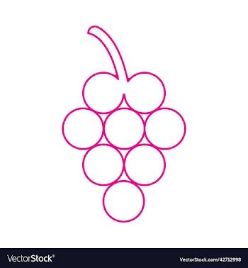 pink grapes line art icon