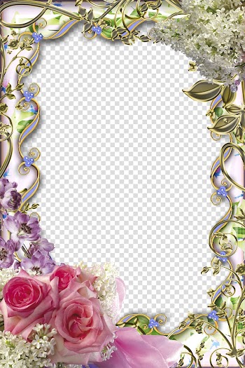 Pink, green, and purple flowers border, Flower, Mood Frame transparent background PNG clipart