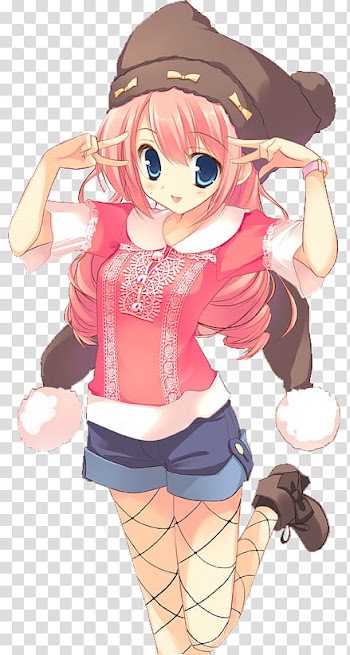Pink-haired girl anime transparent background PNG clipart