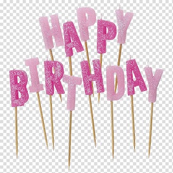 Pink Happy Birthday stick candles art, Birthday Candles Sticks transparent background PNG clipart