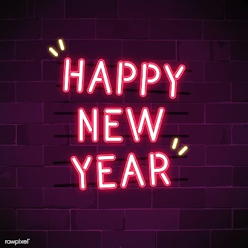 Pink happy new year neon sign vector | Free stock vector - 532801