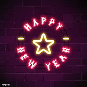 Pink happy new year neon sign vector | Free stock vector - 532805
