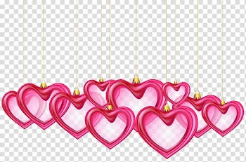 Pink heart decor , Hanging Hearts Into a Myth , Hanging Hearts Decor transparent background PNG clipart