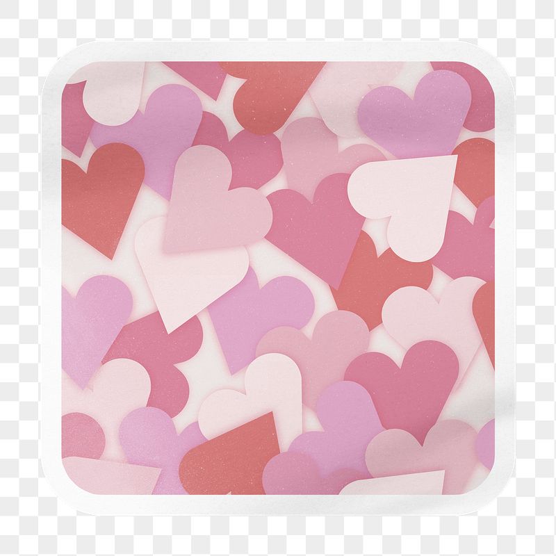 Pink heart pattern png square | Free PNG - rawpixel