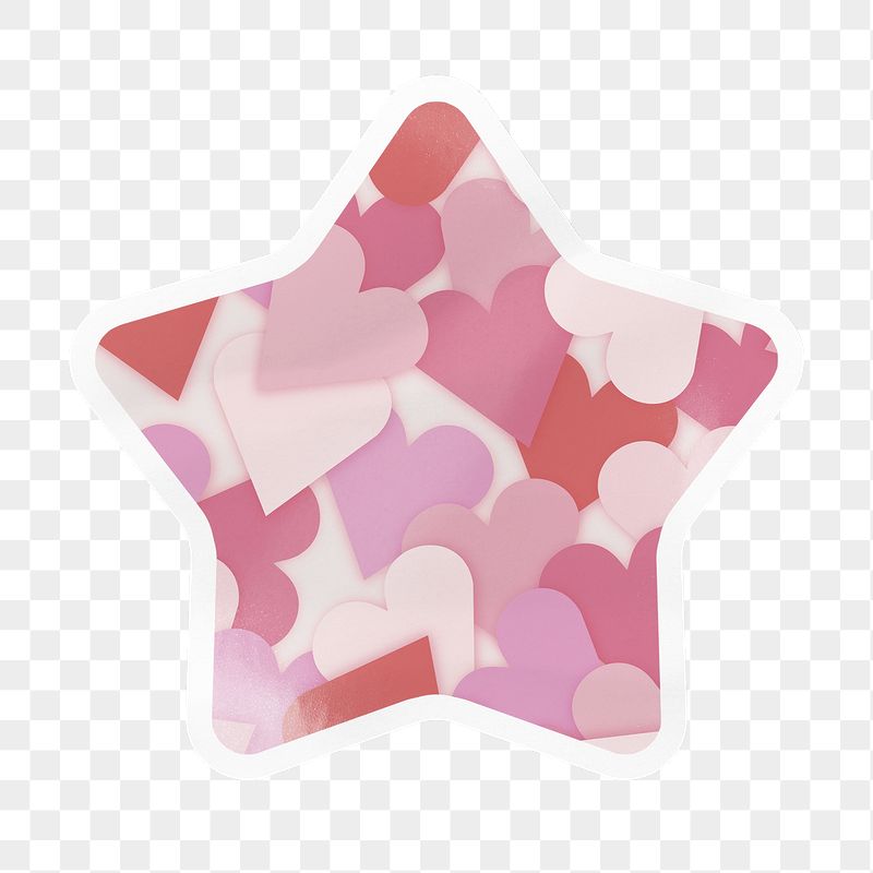 Pink heart pattern png star | Free PNG - rawpixel