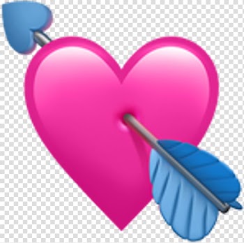 Pink heart with blue arrow emoji illustration, Emoji Heart Arrow Symbol, gorgeous transparent background PNG clipart