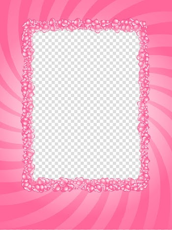 Pink Hearts Valentine Frame, rectangular pink floral frame illustration transparent background PNG clipart