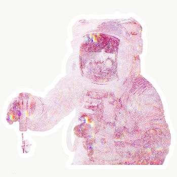 Pink holographic astronaut sticker with a white border | Free  transparent png - 2356083