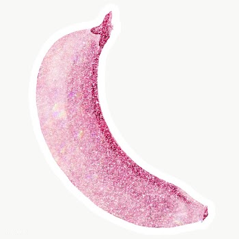 Pink holographic banana sticker design element with white border  | Free  transparent png - 2343470
