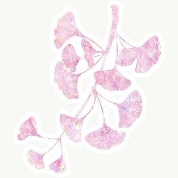 Pink holographic ginkgo branch sticker with white border | Free  transparent png - 2347921