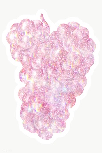 Pink holographic grapes sticker design element | Free  transparent png - 2343486