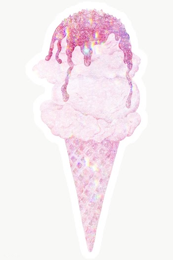Pink holographic ice cream cone sticker with white border | Free  transparent png - 2347931
