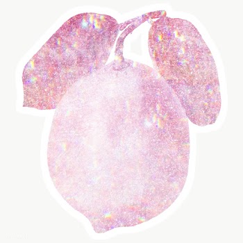 Pink holographic lemon sticker design element with white border  | Free  transparent png - 2342739
