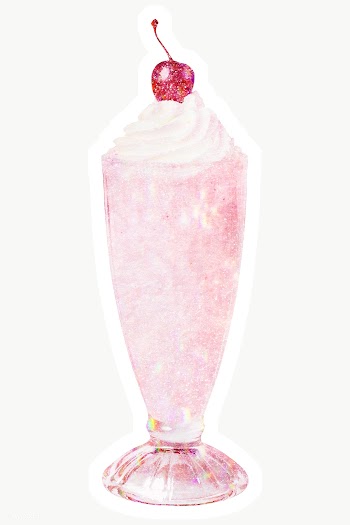 Pink holographic milkshake sticker with a white border | Free  transparent png - 2355972