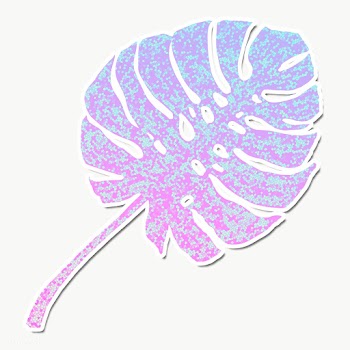 Pink holographic monstera leaf design element sticker | Free  transparent png - 2337575